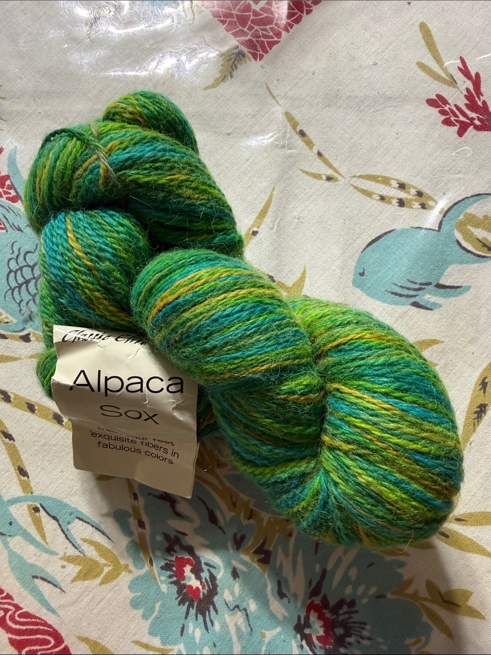 Alpaca Sox Green Variegated Yarn 1 Skein